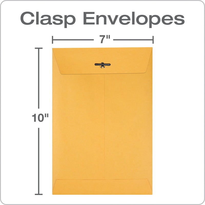 Quality Park 7 x 10 Clasp Envelopes, Clasp and Gummed Closures for Storing or Mailing, 28 lb Kraft Paper, 100 per Box (QUA37868) - Image 2